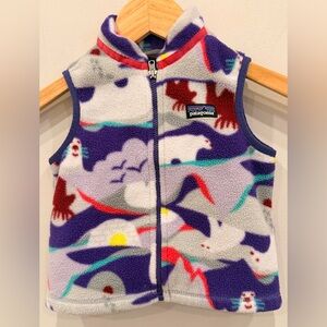 Patagonia Baby Synchilla Fleece Vest 2T Purple Scenic Print Zip Toddler EUC